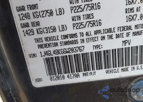 2006 Jeep Liberty Sport из США, поврежденный, VIN 1J4GL48K66W203767